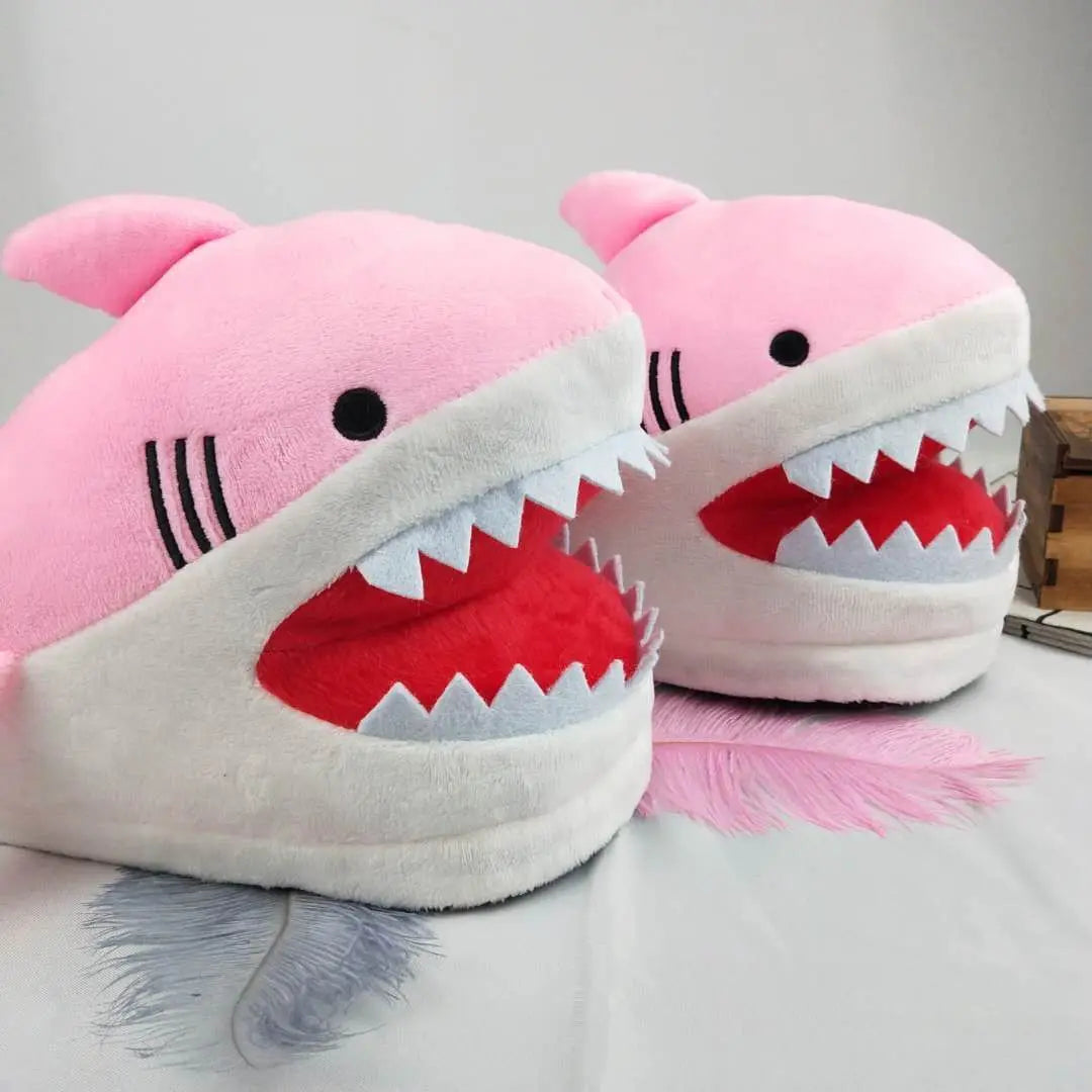 Interesting Funny Shark Slippers For Girls Faux Fur Slides Unisex Women Crazzy Slippers Winter Spring Shoes Female 2023 New