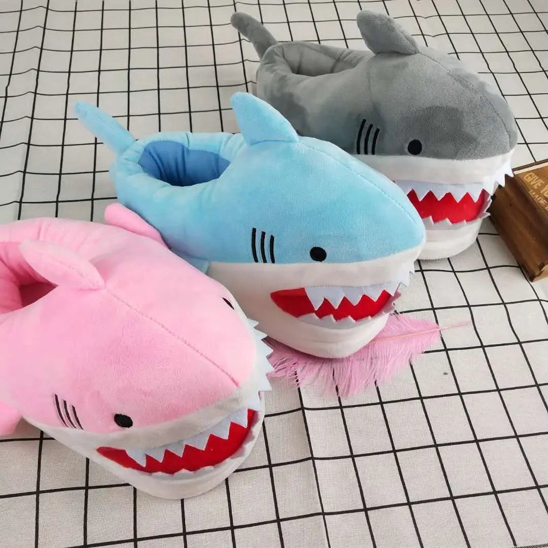 Interesting Funny Shark Slippers For Girls Faux Fur Slides Unisex Women Crazzy Slippers Winter Spring Shoes Female 2023 New