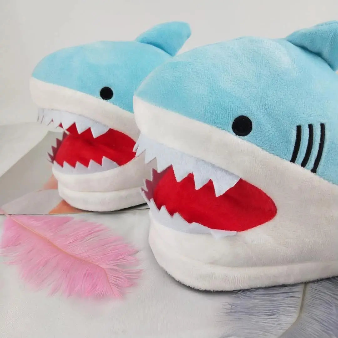 Interesting Funny Shark Slippers For Girls Faux Fur Slides Unisex Women Crazzy Slippers Winter Spring Shoes Female 2023 New