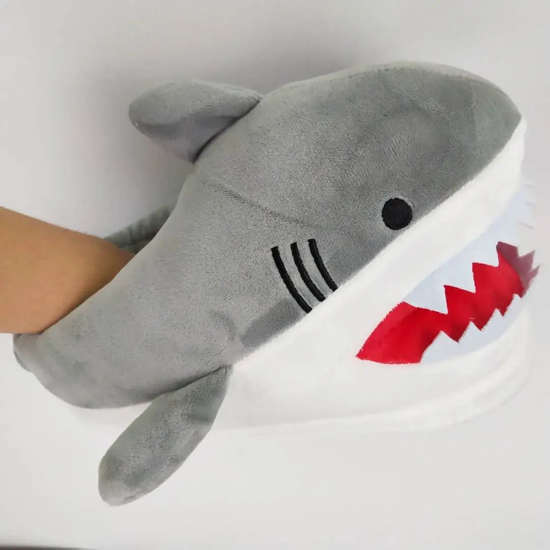 Interesting Funny Shark Slippers For Girls Faux Fur Slides Unisex Women Crazzy Slippers Winter Spring Shoes Female 2023 New