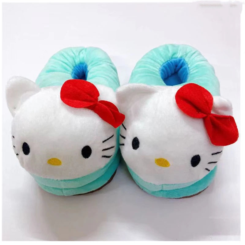 Sanrio Hello Kitty  Women Winter Warm Bag Heel Cotton Slippers Plush Indoor Anti-Skid Slippers Cartoon Shoes Christmas Gift