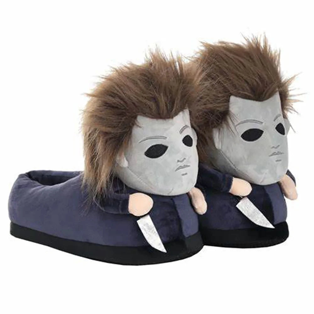 Highland Cow Halloween Michael Myers Chucky Plush Slippers Horror Ghostly Black Lord Devil Rabbit House Shoes Soft Funny Slipper