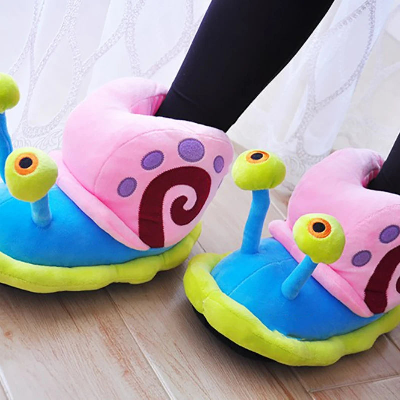 Unisex Snail Slippers Cartoon Home Indoor Sneaker Slippers Warm Plush House Shoes Cozy Soft Flip Flop Kids Funny Shoes Women Men