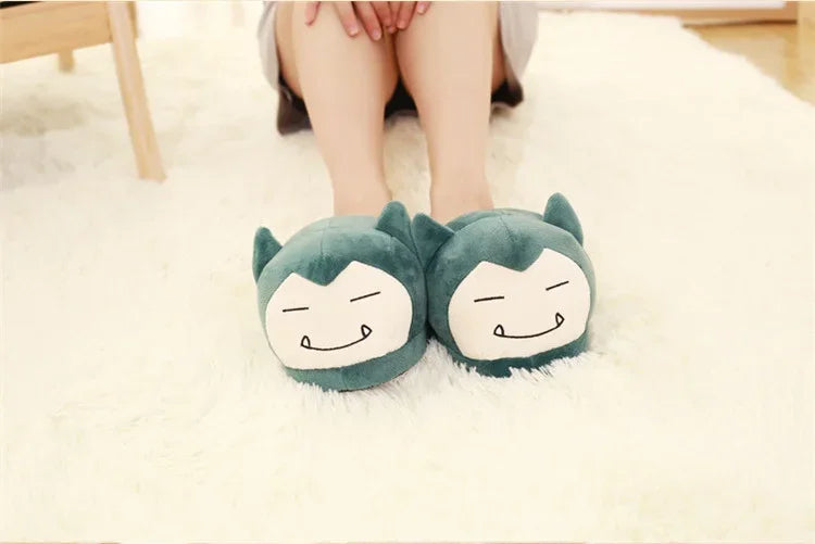 Pokemon Eevee Snorlax Squirtle Gengar Pikachu Indoor Slippers Flat Home Cute Cartoon Slippers Unisex Couple Warm Non-slip Shoes