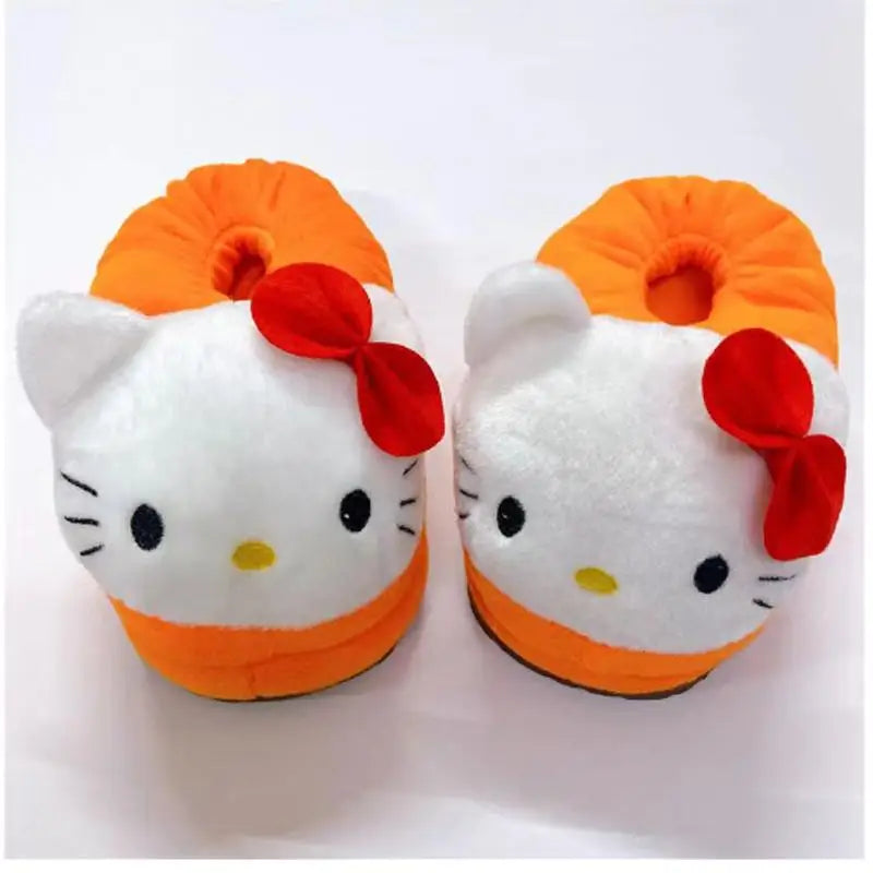 Sanrio Hello Kitty  Women Winter Warm Bag Heel Cotton Slippers Plush Indoor Anti-Skid Slippers Cartoon Shoes Christmas Gift