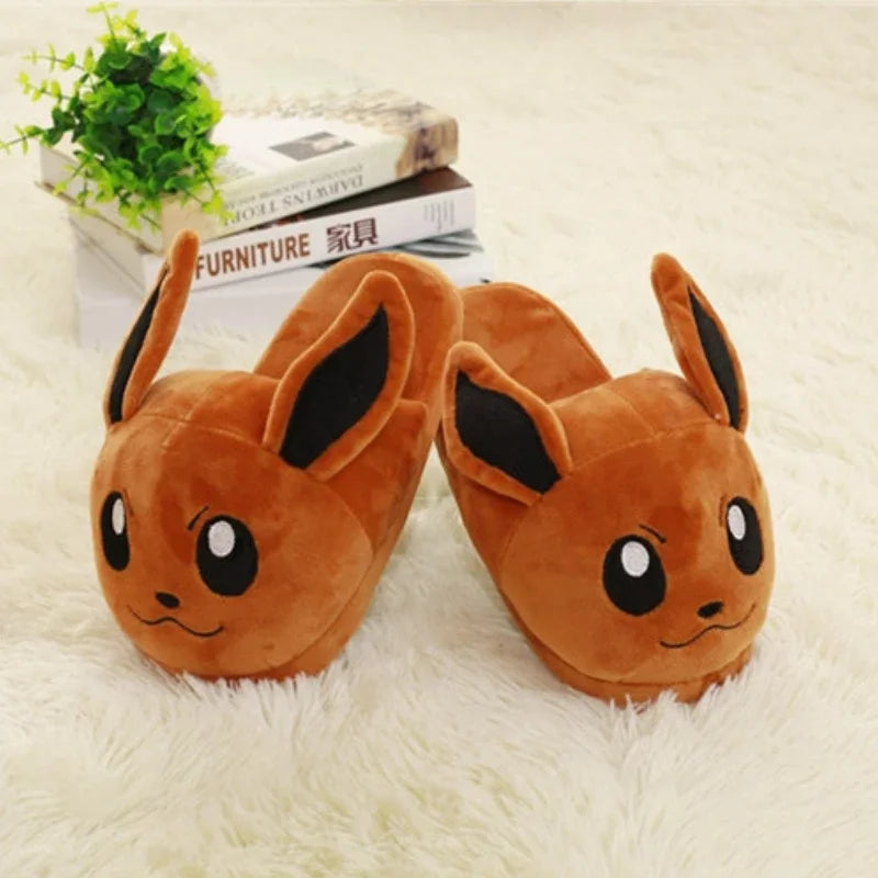 Pokemon Eevee Snorlax Squirtle Gengar Pikachu Indoor Slippers Flat Home Cute Cartoon Slippers Unisex Couple Warm Non-slip Shoes