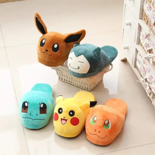 Pokemon Eevee Snorlax Squirtle Gengar Pikachu Indoor Slippers Flat Home Cute Cartoon Slippers Unisex Couple Warm Non-slip Shoes