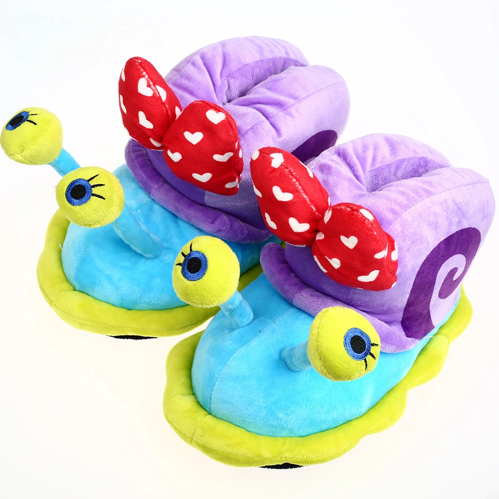 Unisex Snail Slippers Cartoon Home Indoor Sneaker Slippers Warm Plush House Shoes Cozy Soft Flip Flop Kids Funny Shoes Women Men