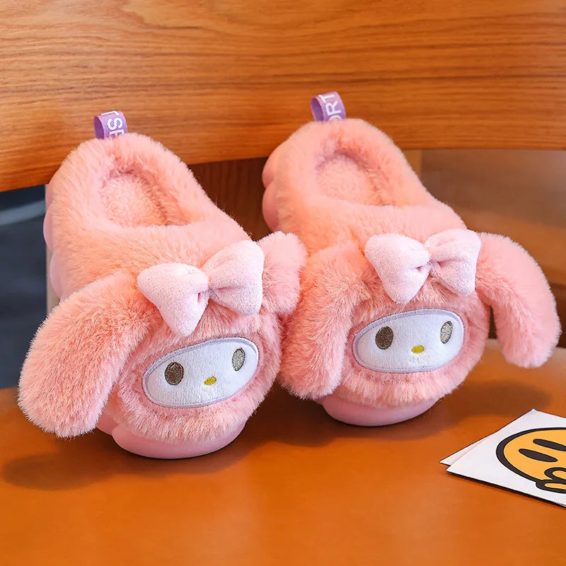 Sanrio Hello Kitty Children Cotton Slipper Exquisite Surrounding Kawayi Parent Child Home Anti slip Thick Warm Cotton Shoes Gift