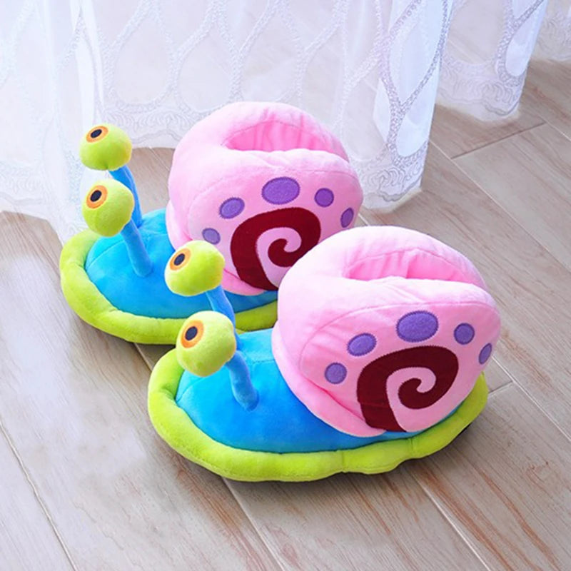 Unisex Snail Slippers Cartoon Home Indoor Sneaker Slippers Warm Plush House Shoes Cozy Soft Flip Flop Kids Funny Shoes Women Men