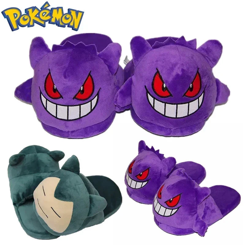 280MM Pokemon Gengar Snorlax Winter Slippers Bottom Soft Insole Home Shoes Thick Slippers Indoor Non-slip Comfortable Slippers