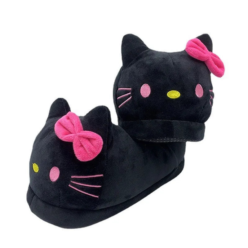 Sanrio Hello Kitty  Women Winter Warm Bag Heel Cotton Slippers Plush Indoor Anti-Skid Slippers Cartoon Shoes Christmas Gift