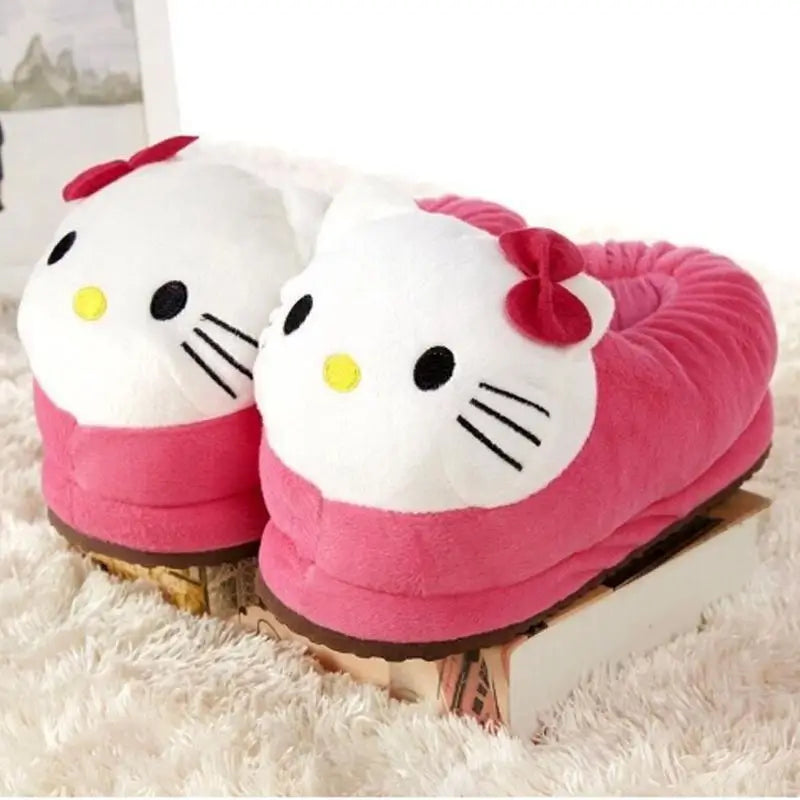 Sanrio Hello Kitty  Women Winter Warm Bag Heel Cotton Slippers Plush Indoor Anti-Skid Slippers Cartoon Shoes Christmas Gift