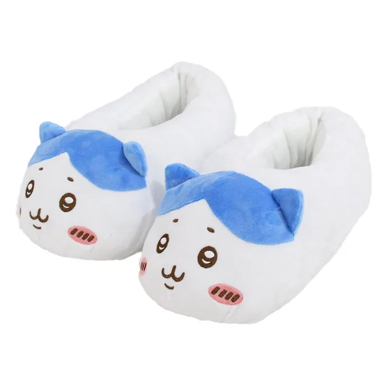 Sanrioed Y2K Hello Kitty Big Head Plush Slippers Winter Cartoon Cotton Shoes Plush Shoes Student Dormitory Bag Feet Cotton Shoes