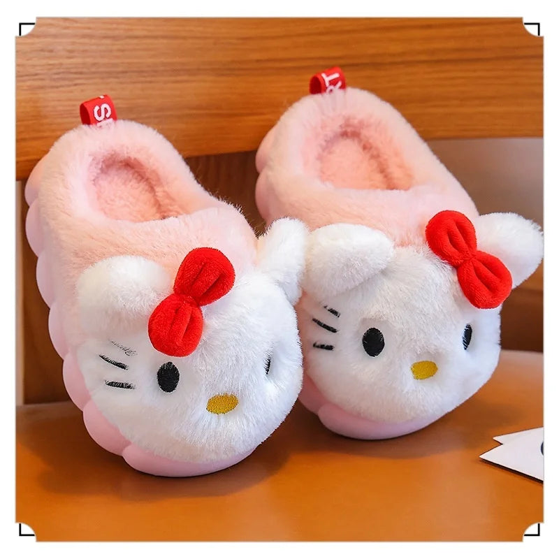 Sanrio Hello Kitty Children Cotton Slipper Exquisite Surrounding Kawayi Parent Child Home Anti slip Thick Warm Cotton Shoes Gift