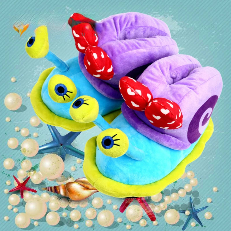 Unisex Snail Slippers Cartoon Home Indoor Sneaker Slippers Warm Plush House Shoes Cozy Soft Flip Flop Kids Funny Shoes Women Men