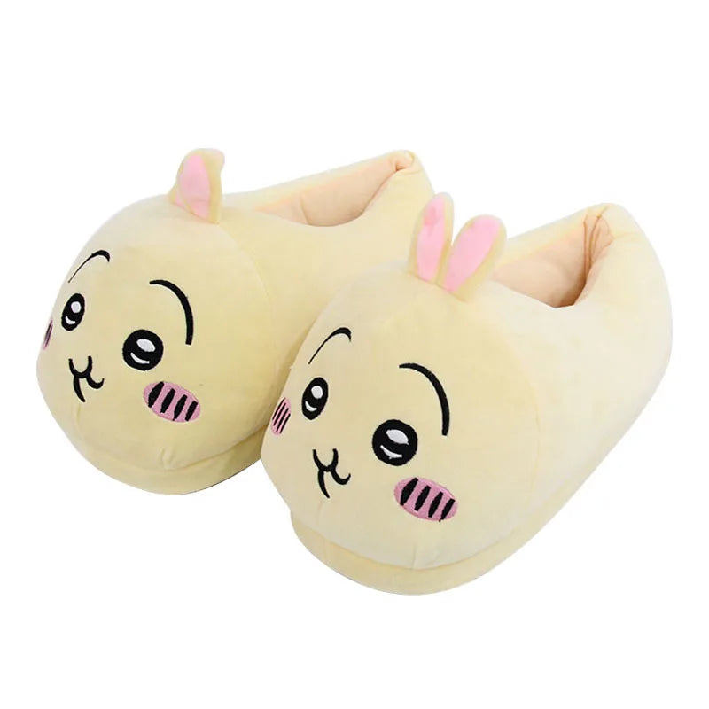 Sanrioed Y2K Hello Kitty Big Head Plush Slippers Winter Cartoon Cotton Shoes Plush Shoes Student Dormitory Bag Feet Cotton Shoes