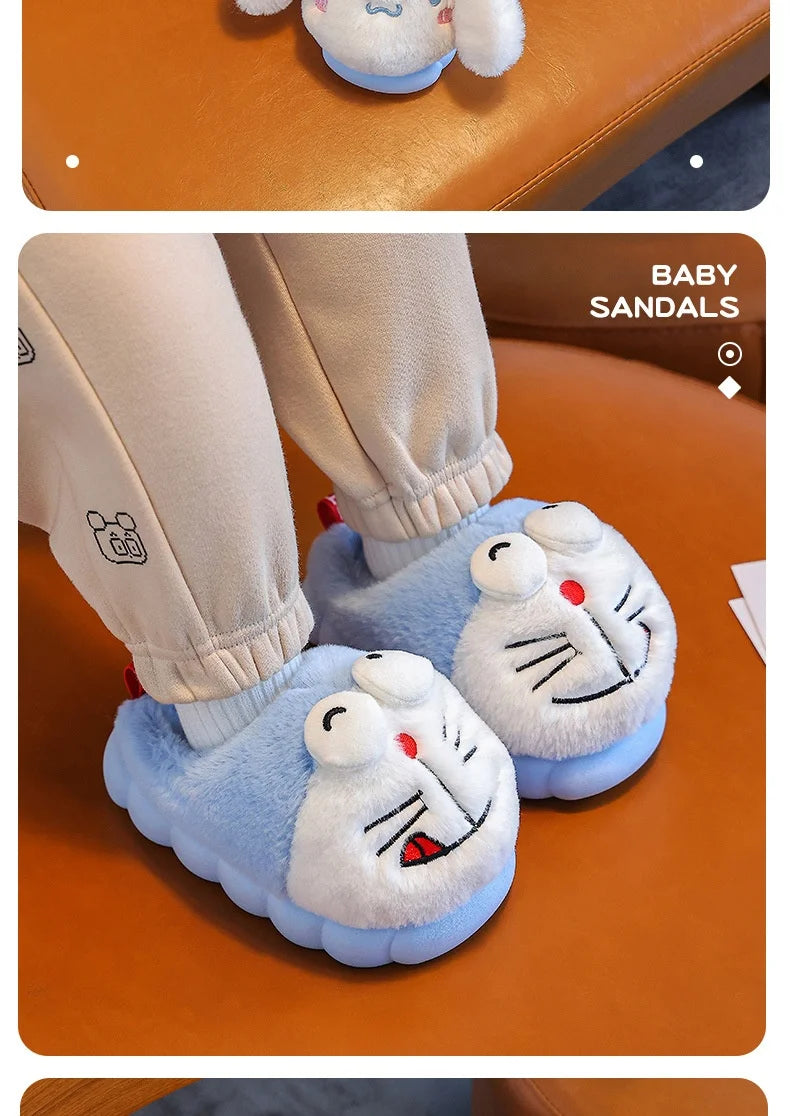 Sanrio Hello Kitty Children Cotton Slipper Exquisite Surrounding Kawayi Parent Child Home Anti slip Thick Warm Cotton Shoes Gift