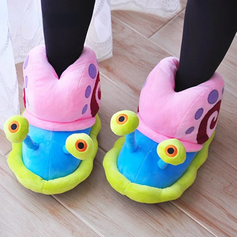 Unisex Snail Slippers Cartoon Home Indoor Sneaker Slippers Warm Plush House Shoes Cozy Soft Flip Flop Kids Funny Shoes Women Men