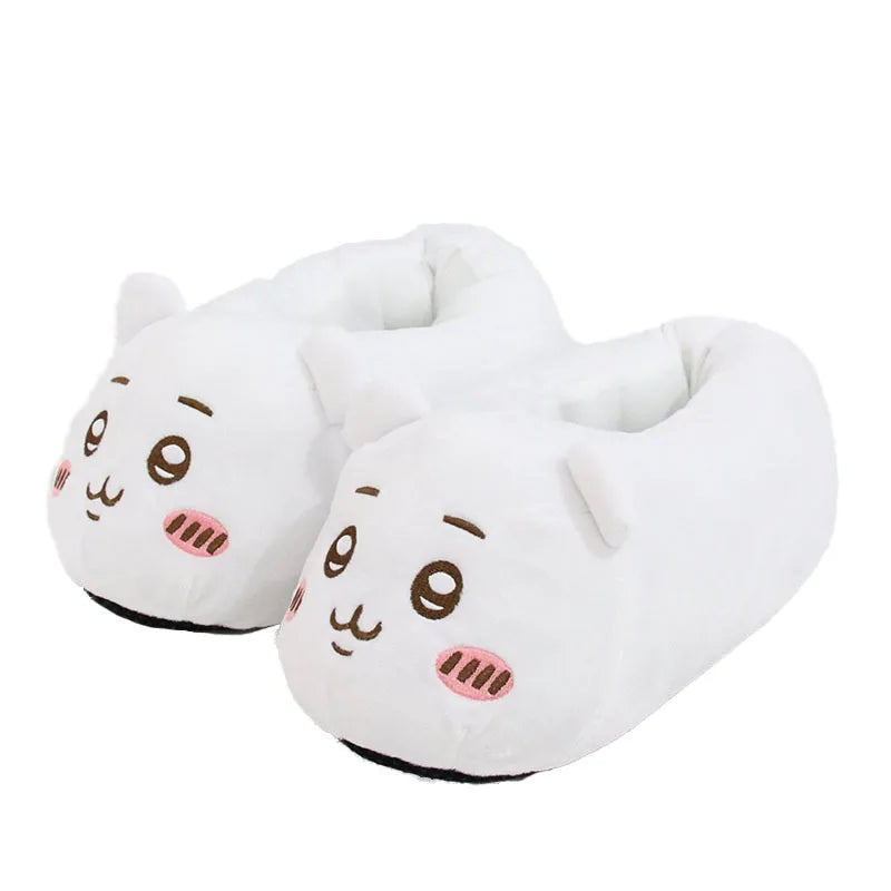 Sanrioed Y2K Hello Kitty Big Head Plush Slippers Winter Cartoon Cotton Shoes Plush Shoes Student Dormitory Bag Feet Cotton Shoes